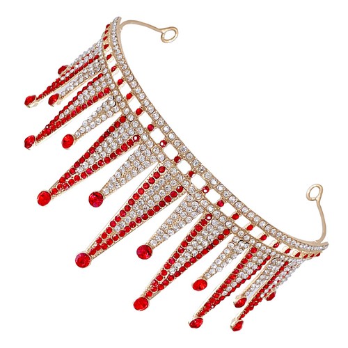 Red baroque crown for weddings - red,