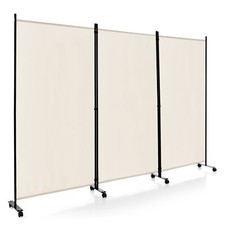 3 Panel Room Divider on Wheels  Rolling Privacy Screens Portable Freestanding