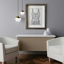 Rover Mascot Viking Car Picture w/ Frame Hand Drawing inspired Vintage