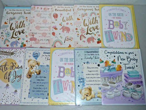 Birth twins card boy girl - birth,