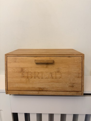 Wooden bread bin drop - bread, down