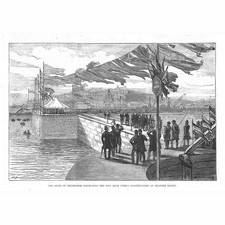 MILFORD HAVEN Duke of Edinburgh Inspecting the New Dock - Antique Print 1882