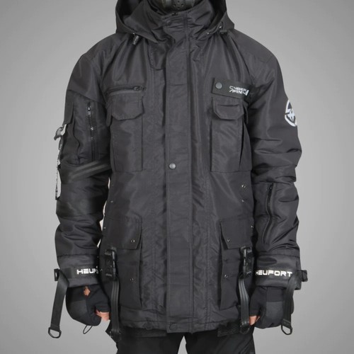 Men techwear black parka - black,