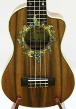 Alulu Solid Acacia Koa Cutaway concert Ukulele,sun abalone rosette,HUA355