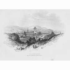 JEDBURGH ABBEY Roxburghshire - Antique Print 1849