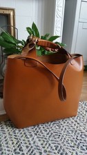 Zara Buffalo Leather Tote Shoulder Bag Large Tan Brown Handbag