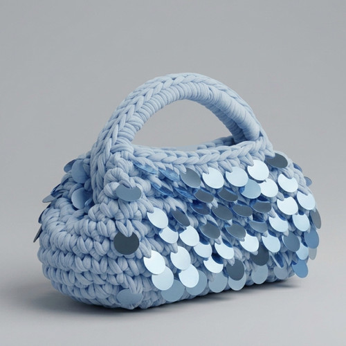 Handmade crochet sequin bag - handmade,