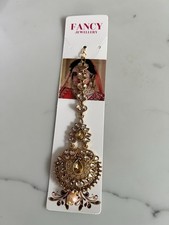 Indian Pakistani Maang Tikka Gold Plated Gold Stones Bridal Costume Jewellery