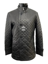 Men's Black Quilted Leather