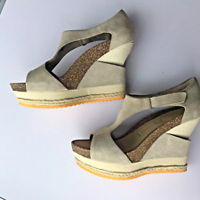 TSUBO Womens Isara Sandal Size 8.5 Beige T-Strap Y2K Sculptural Wedge Platform