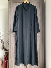 Beautiful Long Black Split Side 3/4 Sleeve Kaftan Maxi Style Dress Sz L Bnwot