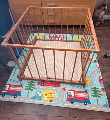 Wooden square baby play - wooden, pen