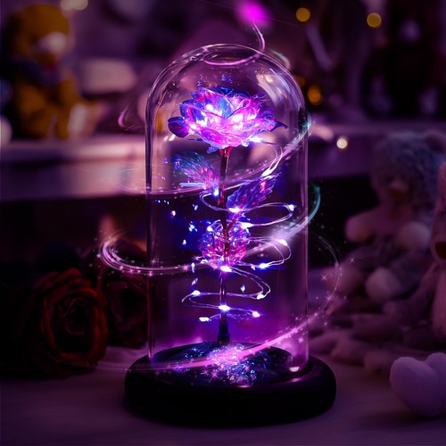 Led rose glass dome - glass,