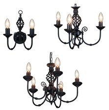 Black Classic Chandelier Ceiling Light Collection 3, 5 Arm Pendant Wall Lamp    