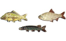 Mirror Carp, Roach & Pike Freshwater Game Fish Angling Pin Angler Enamel Badges
