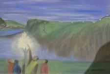 Illuminating The Wall,  Hadrian's Wall beacons In Pastels  By Ellen Carruthers