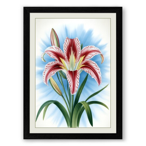 Crimson lily botanical framed - lily,