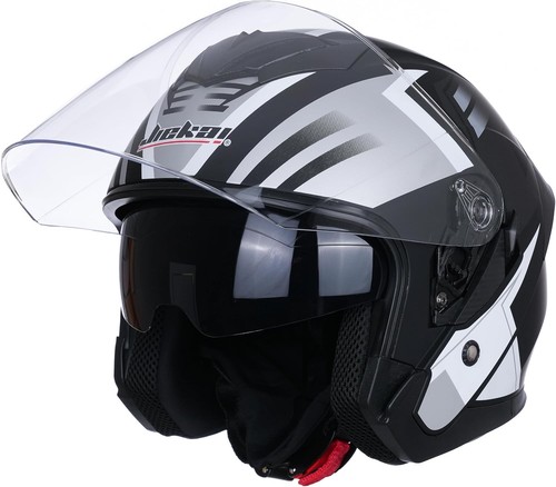 Open face motorcycle helmet - open,
