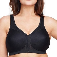 Glamorise 1265 MagicLift Front-Closure Posture Back Wirefree Bra, Black Size 38F