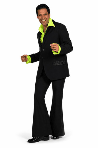 Mens 1970s disco suit black - 1970s,