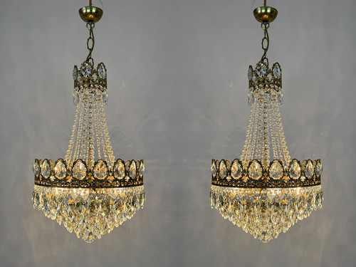 Pair french brass crystal - pair, &