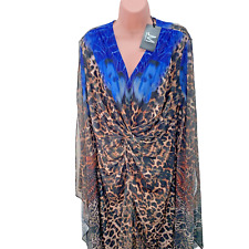 QVC Midi Dress Draped Sleeve Knot Front, Size UK 22 Animal Print, Multicolour