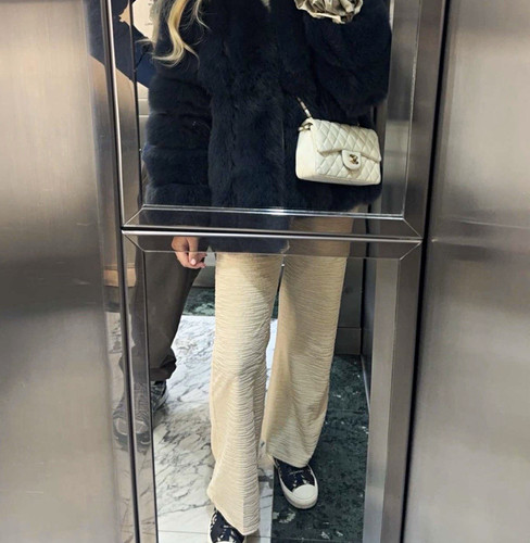 Women navy fur coat long - women’s,