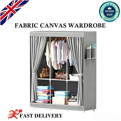 Large fabric canvas wardrobe - fabric,