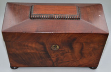 ANTIQUE WOODEN SARCOPHAGUS TEA CADDY FOR RESTORATION
