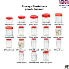 Plastic Storage Jar with Screw Top Lids Herb Spices Food Containers Clear Pots