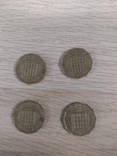 Set three pence coins - set,
