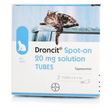 2 Pack Droncit Spot On Cat Wormer - 2 Tubes Tapeworm Deworming Treatment AVM-GSL