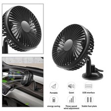 Universal 12V/24V 3 Speed USB Cooling Fan with Suction Cup For Car Van Caravan