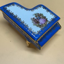 Porcelain Limoges Grand Piano Lidded Trinket Box Made in France
