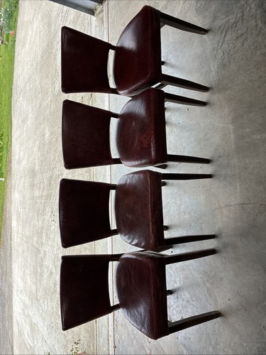 Red leather dining chairs used - red,