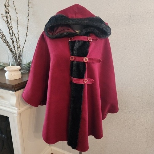 Pretencii red hooded cape - hooded,