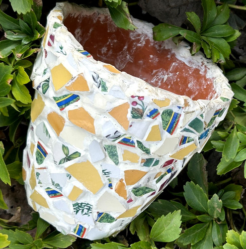 Vintage pottery shards - vintage, planter
