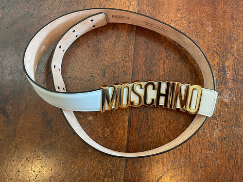 Moschino white belt with - moschino, gold