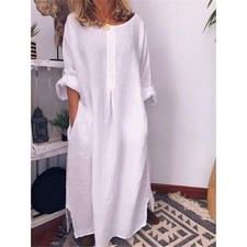 MAXI DRESS UK KAFTAN SHIRT DRESS BAGGY CASUAL LADIES LONG SLEEVE WOMEN LOOSE