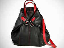 Black /red genuine real leather new,unused  rucksack convertible bag  Satchelz,