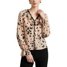 100% Mulberry Silk Tan Blouse