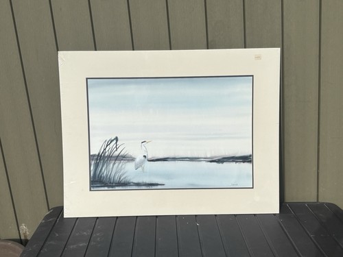 Original heron bird signed - heron,