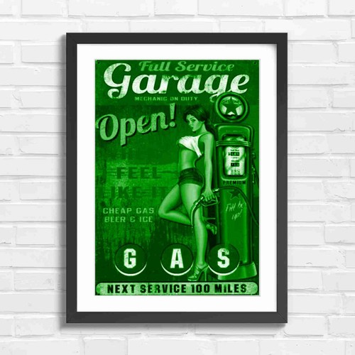 Retro pinup garage - retro, girl