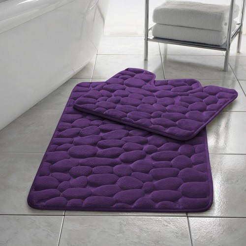 Plum 2pc pebble bath mat - plum,