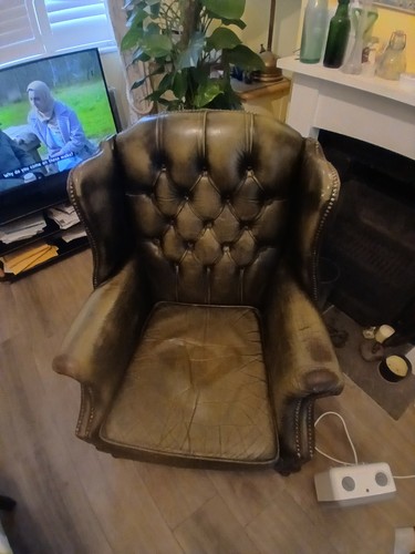 Antique leather armchair - leather,
