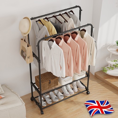 Black double clothes rail - black,