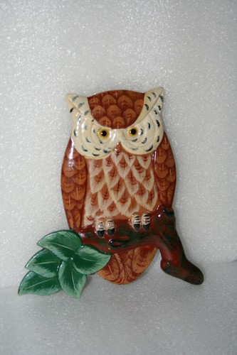 Lacquered owl tree branch - lacquered,
