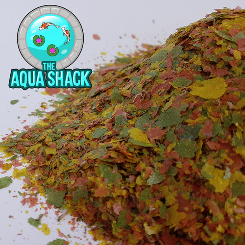 Tropical flake with - with, bloodworm