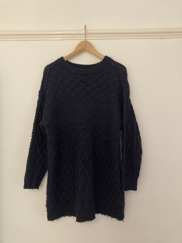 Navy cable knit - cable, long