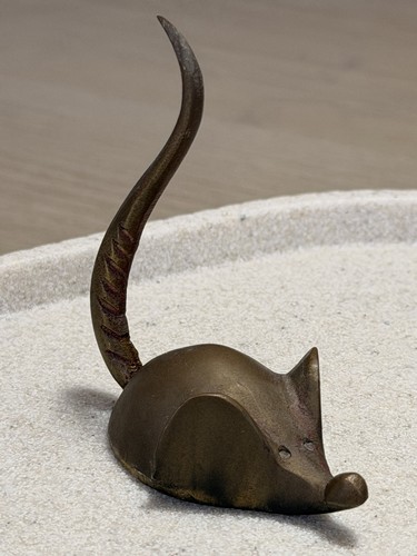 Vintage solid brass mouse - solid,